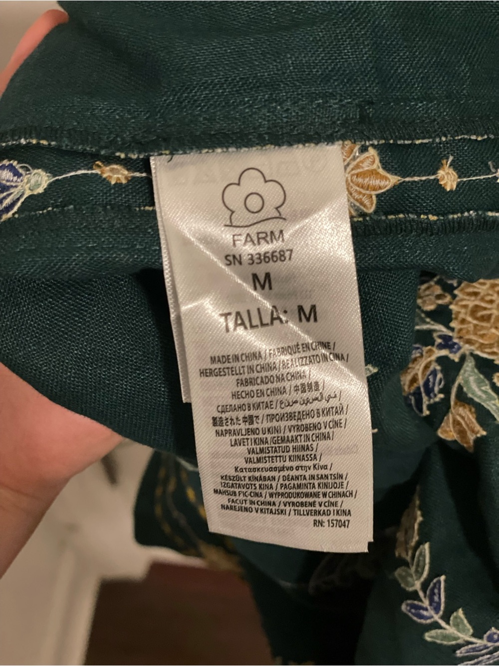 FARM Rio Green Pineapple Embroidered Euroflax™ Premium Linen Tunic Maxi Dress - Picture 7 of 8